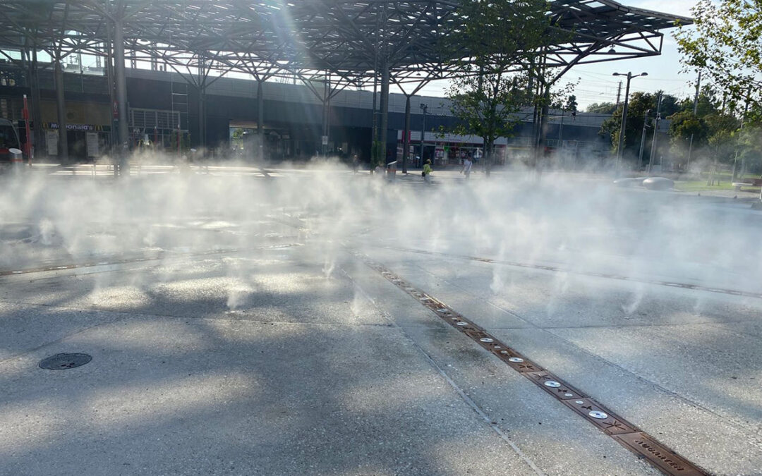 500 square meter water feature at Praterstern in Vienna